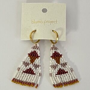 Bluma Project Beaded Drop Earrings Womens OS White Multicolor Geometric Hoops